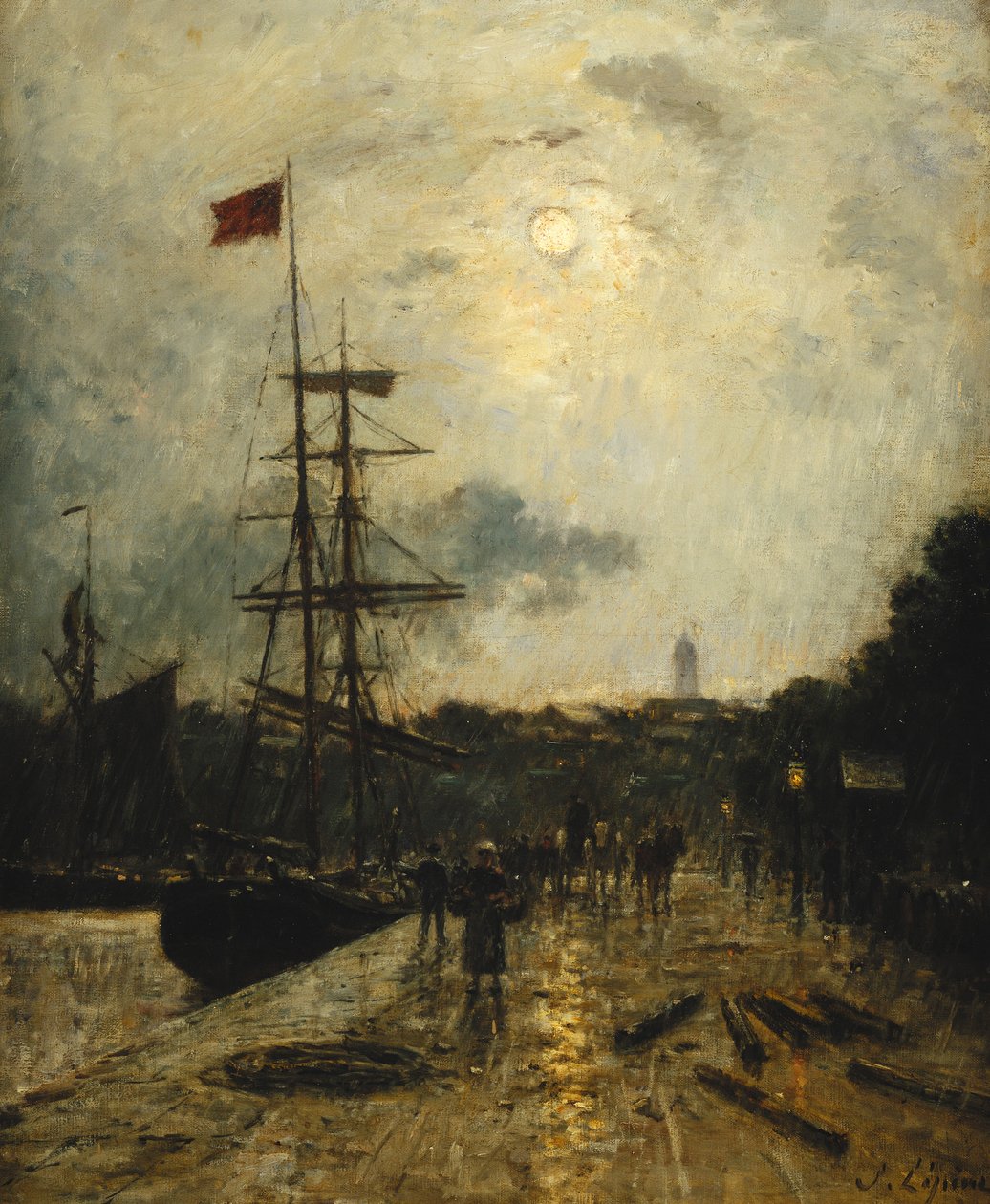 Nábřeží v Caen; Quai a Caen, od Stanislas Victor Edouard Lepine