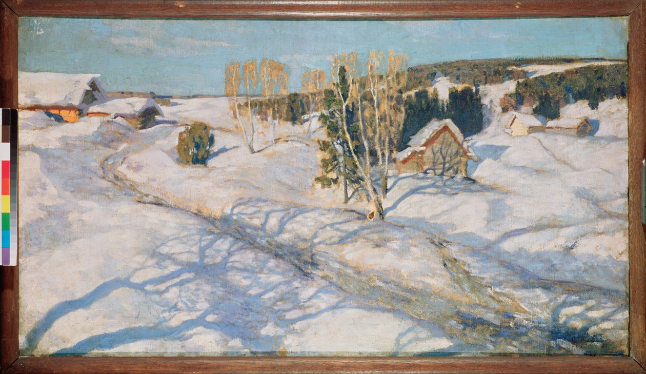 Modrý sníh. Obraz Stanislava Yulianoviče Žukovského (1873-1944), olej na plátně od Stanislav Joulianovitch Joukovski