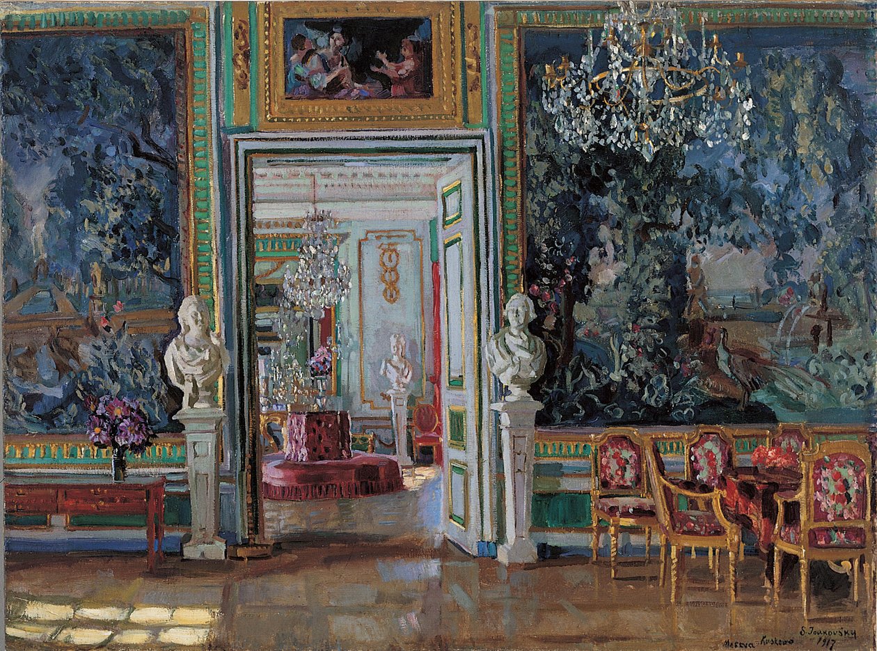 Interiér v paláci Kuskovo, 1917 od Stanislav Julianovic Zukovskij