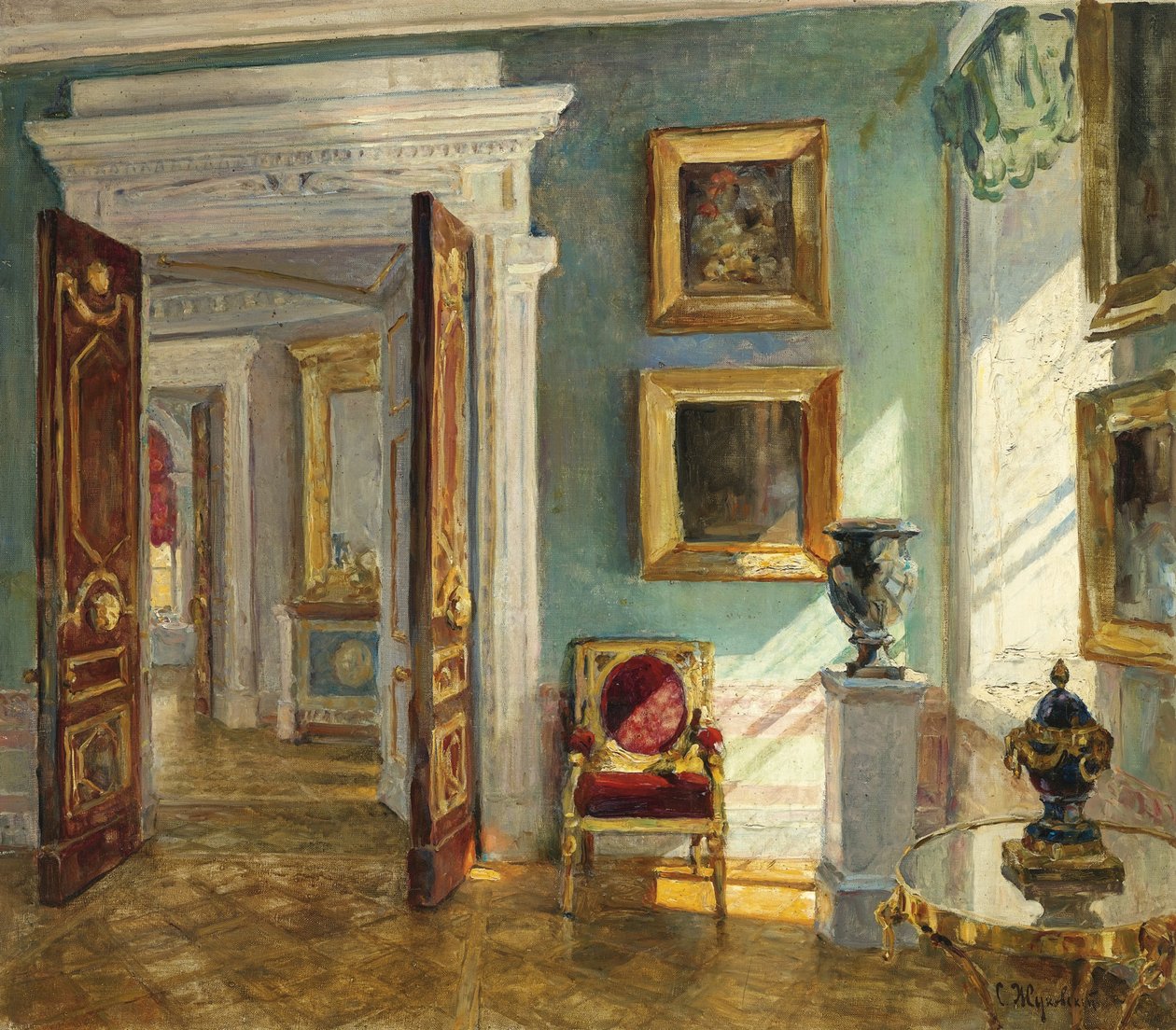 Interiér obrazárny, Pavlovsk od Stanislav Julianovic Zukovskij