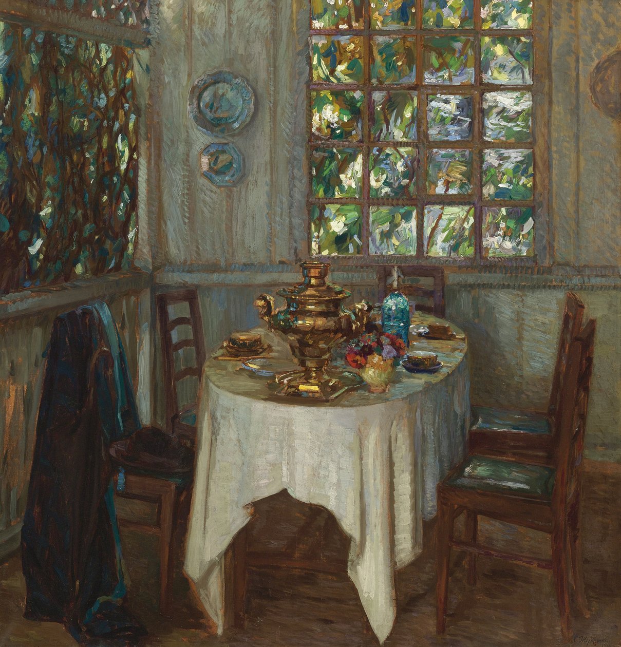 Interiér se samovarem, 1914 od Stanislav Julianovic Zukovskij