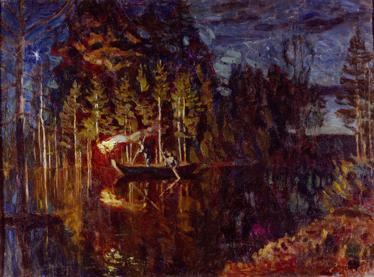 Noční lov oštěpem na jaře 1916 od Stanislav Julianovic Zukovskij