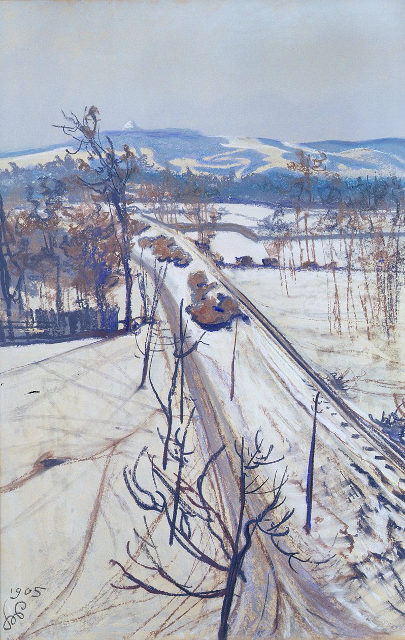 Zimní krajina, 1905 (pastel na papíře) od Stanislaw Wyspianski