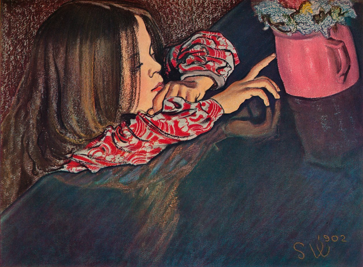 Dívka při pohledu na květinovou vázu, 1902 od Stanislaw Wyspianski