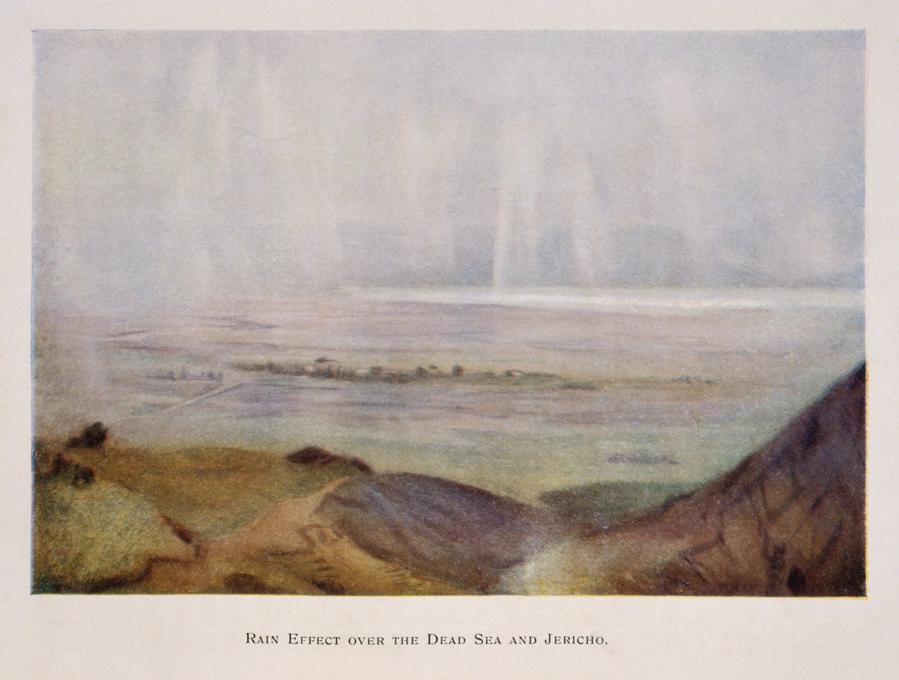 déšť padající nad Jerichem a Mrtvým mořem v Palestině 1906 od Stanley Inchbold