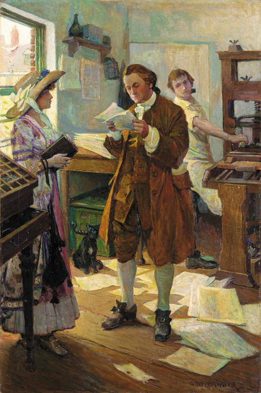 Franklin the Printer (olej na plátně) od Stanley Massey Arthurs
