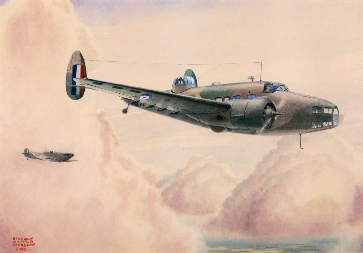 Lehký bombardér Hudson za letu od Stanley Orton Bradshaw