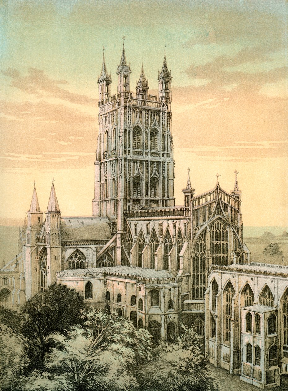 Katedrála v Gloucesteru, Gloucestershire, c1870 od Stannard and Son