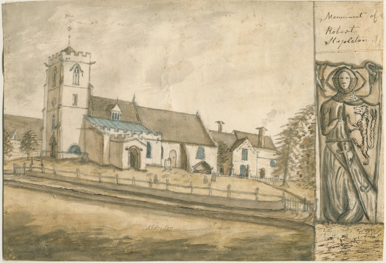 Aldridge Church: malba vodovými barvami, nd [1762-1802] (malba) od Stebbing Shaw