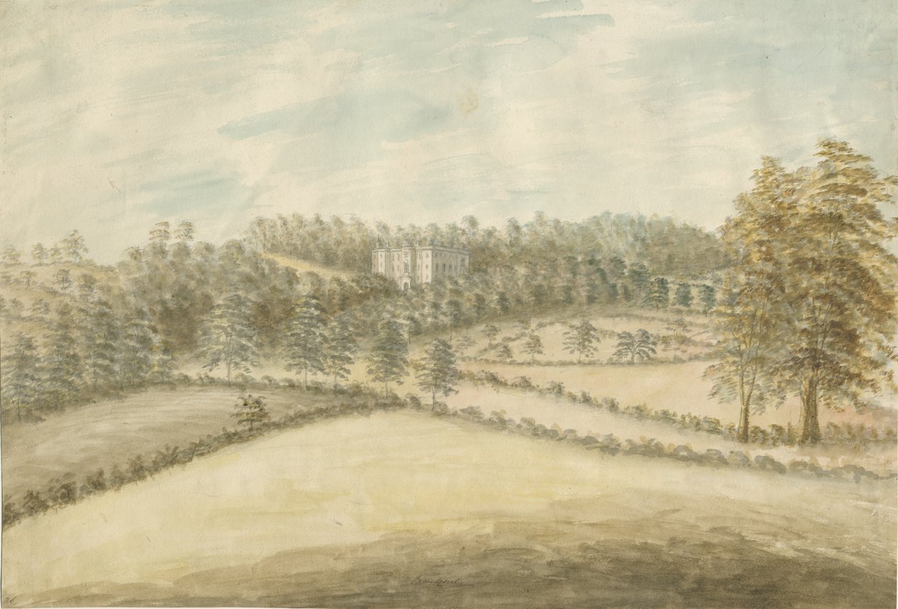 Beaudesert Hall and Park: malba vodovými barvami, nd [1762-1802] od Stebbing Shaw