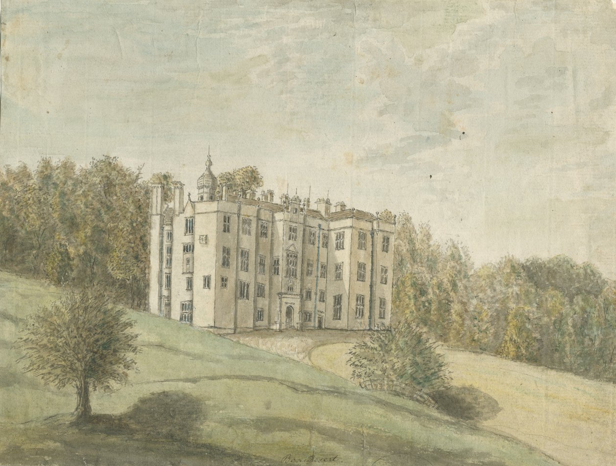 Beaudesert Hall and Park: malba vodovými barvami, nd [1762-1802] od Stebbing Shaw