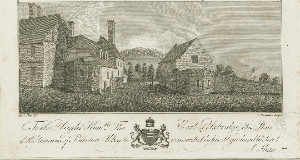 Burton-upon-Trent Abbey: rytina, nd [c1795] (tisk) od Stebbing Shaw