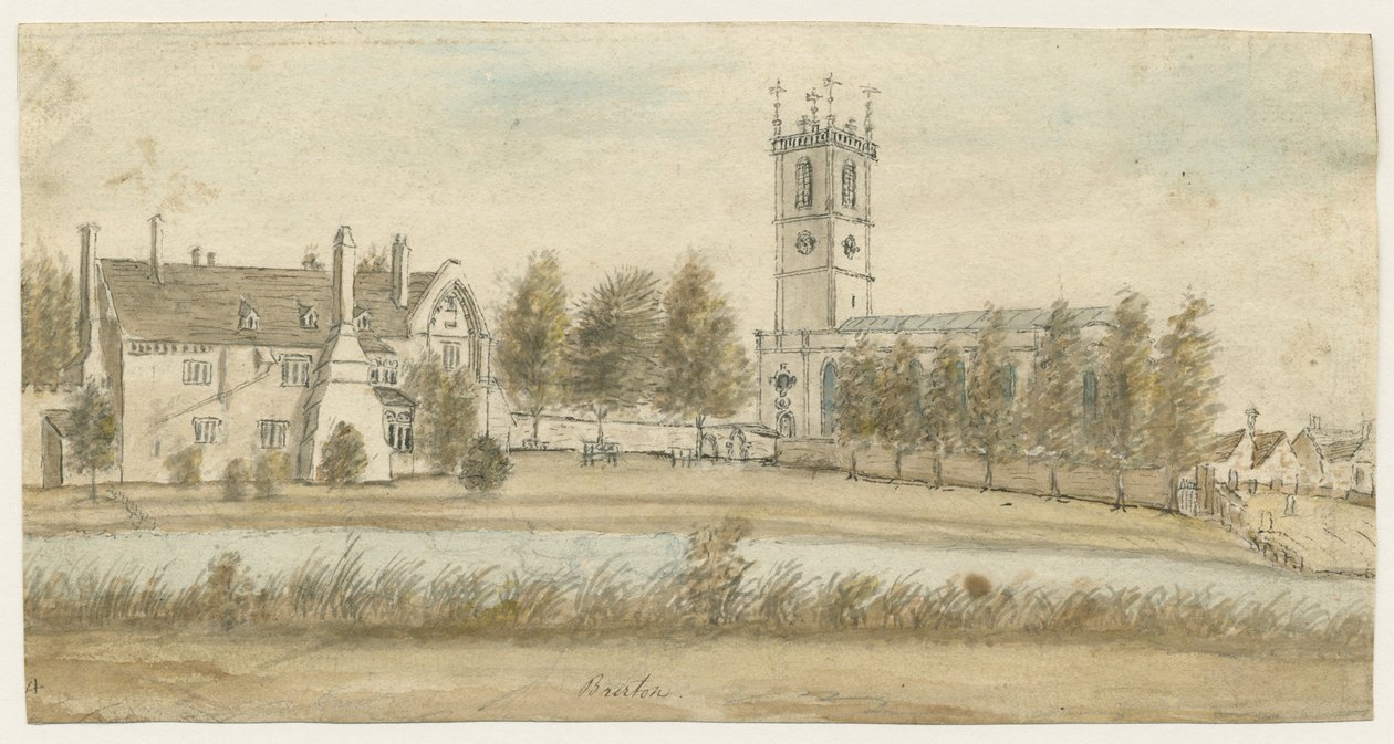 Burton-upon-Trent Abbey: malba akvarelem a [c 1795] (malba) od Stebbing Shaw