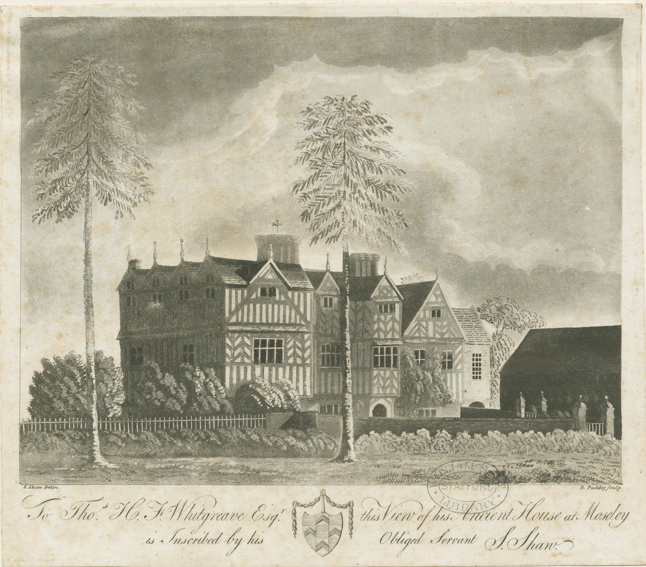 Bushbury - Moseley Old Hall: rytina akvatinty a [18. století] od Stebbing Shaw