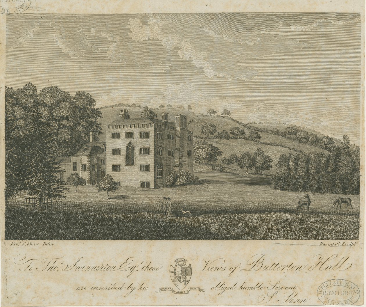 Butterton Hall: rytina a [18. století] od Stebbing Shaw