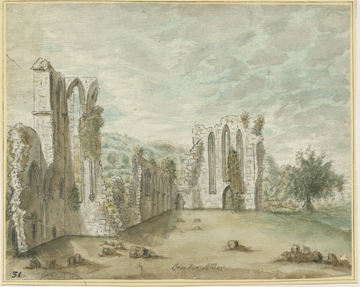 Croxden Abbey: malba vodovými barvami, nd [1762-1802] (malba) od Stebbing Shaw