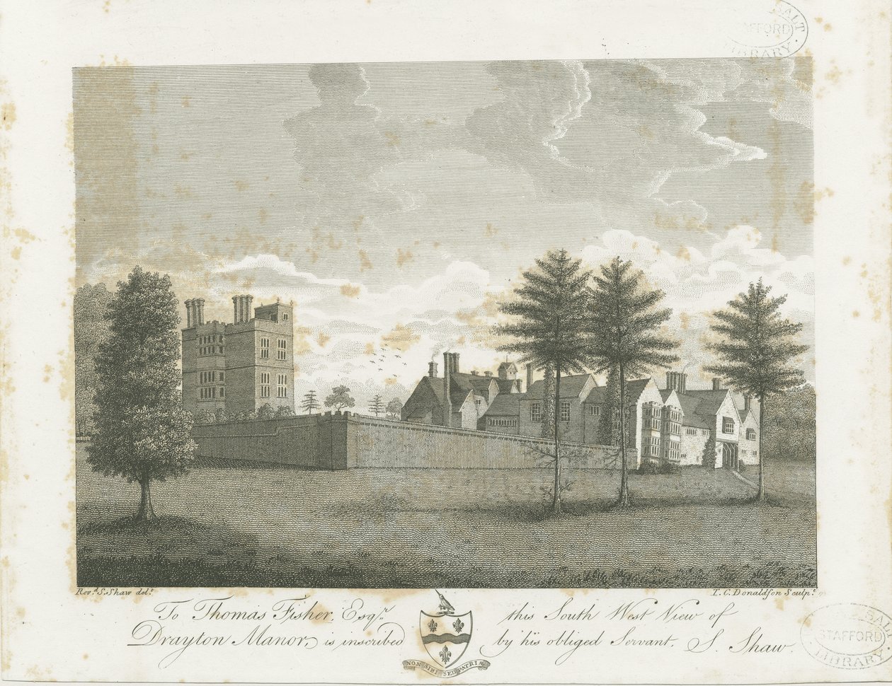 Drayton Bassett - "Drayton Manor": rytina, nd [1795] od Stebbing Shaw