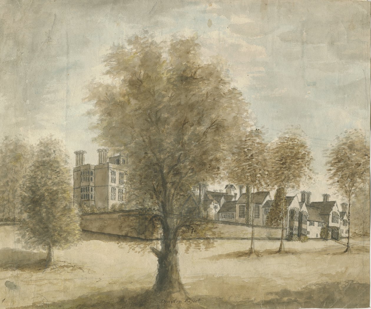 Drayton Bassett - "Drayton Manor": malba vodovými barvami, nd [1789-1793] od Stebbing Shaw