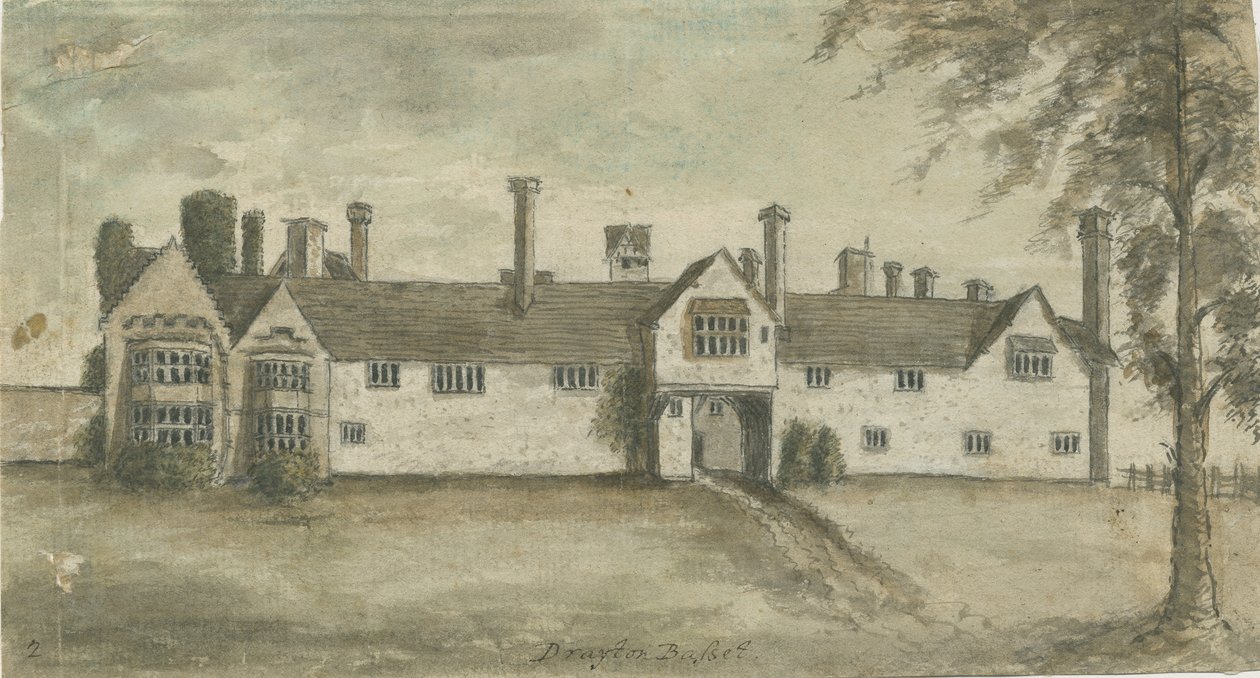 Drayton Bassett - "Drayton Manor": malba vodovými barvami, nd [1789] od Stebbing Shaw