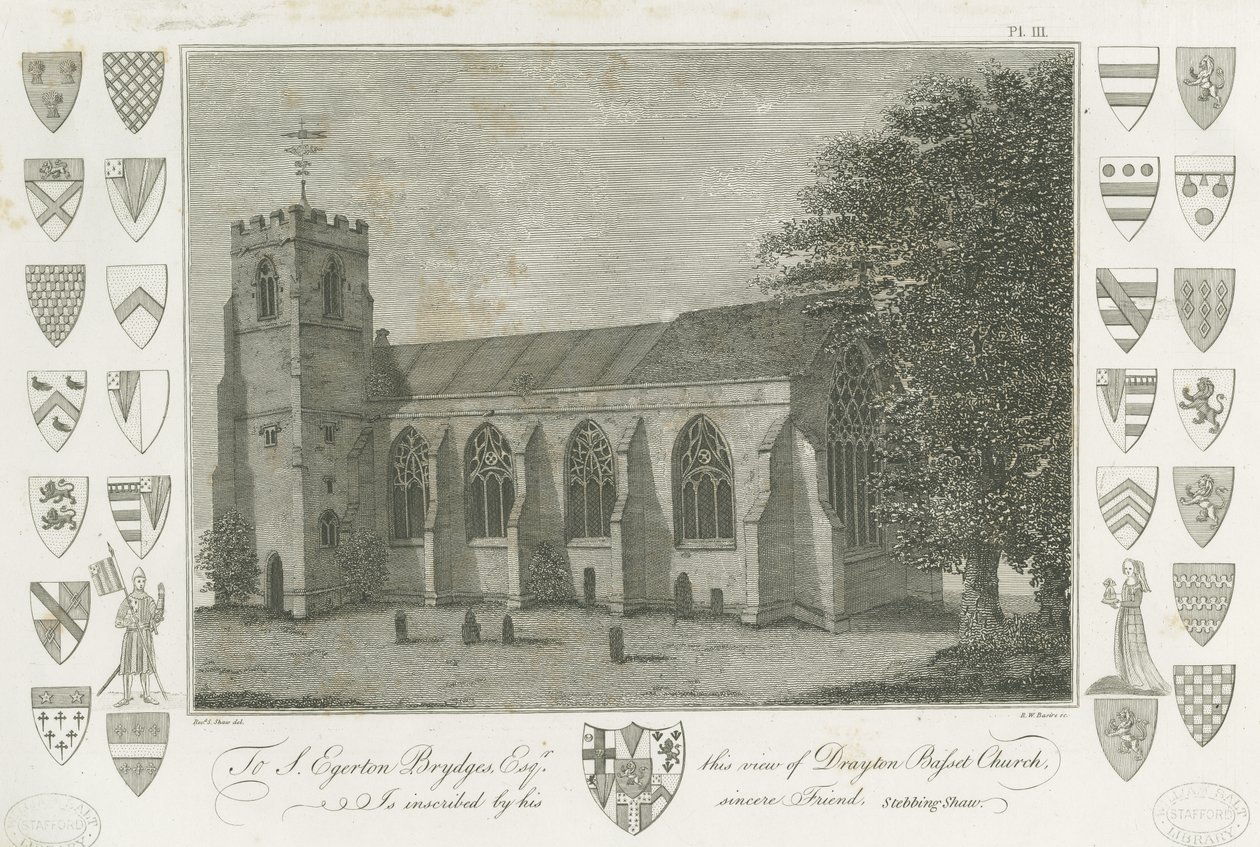 Drayton Bassett Church: rytina, nd [1762-1802] (tisk) od Stebbing Shaw