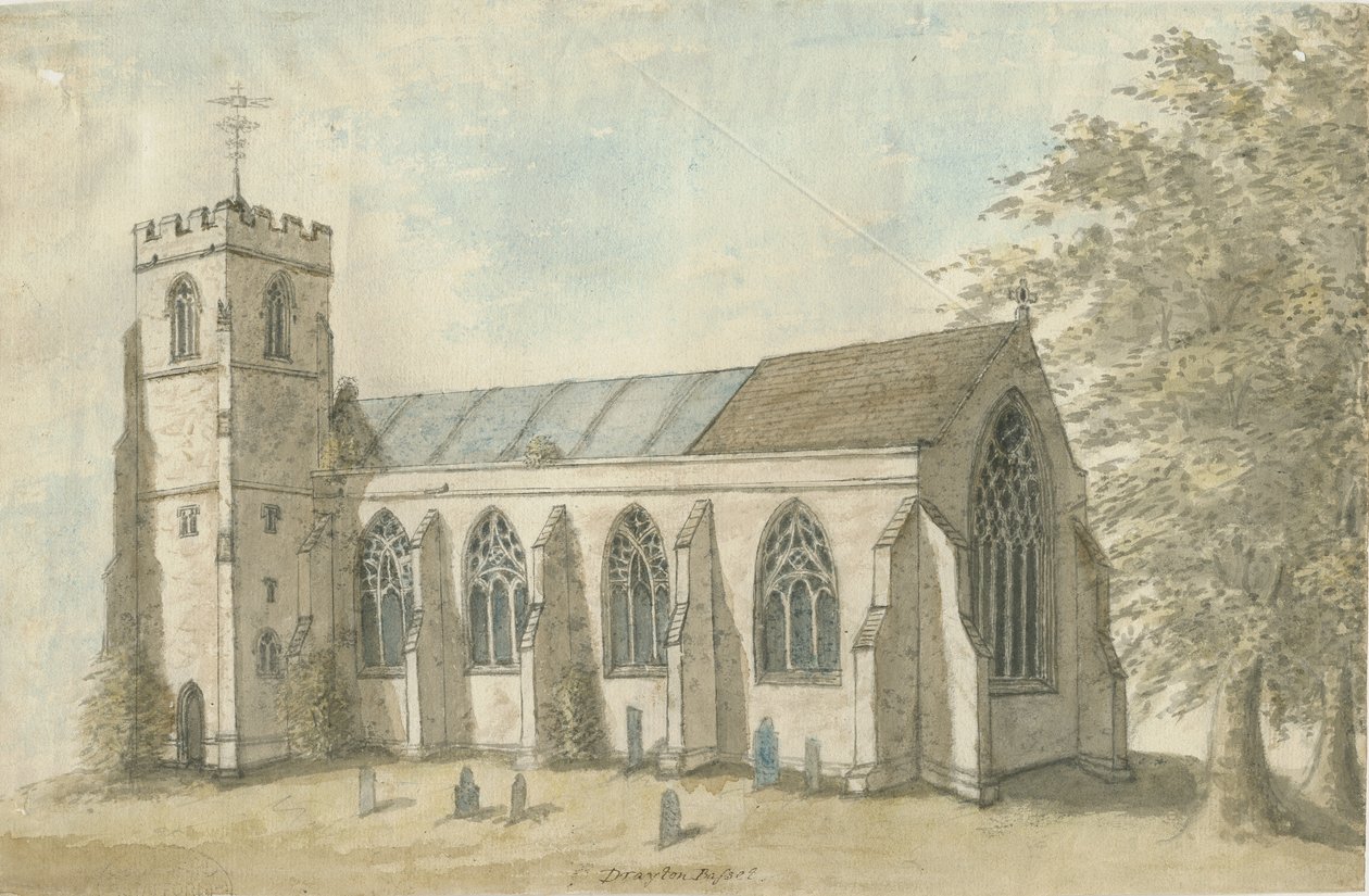 Drayton Bassett Church: malba vodovými barvami, nd[1762-1802] od Stebbing Shaw