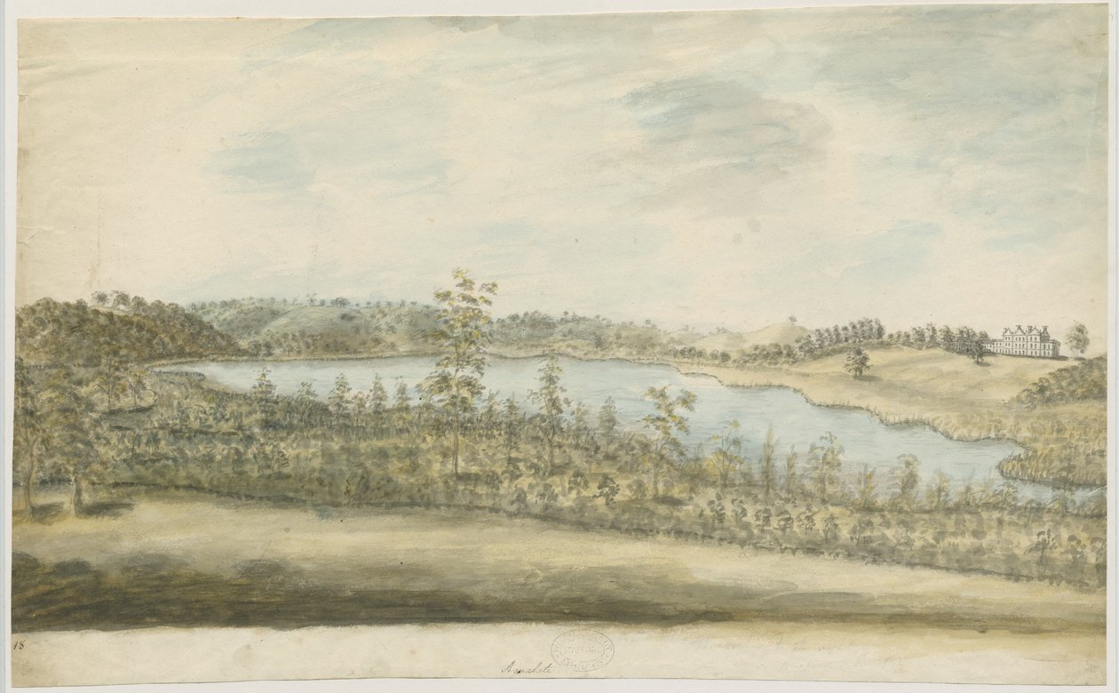 Forton - Aqualate Hall: malba vodovými barvami, nd [1762-1802] od Stebbing Shaw
