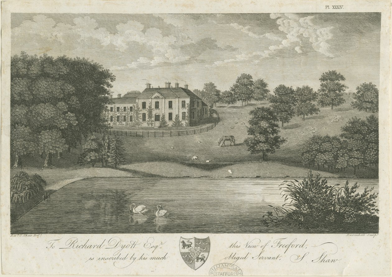 Freeford Hall: rytina, nd [1797] (tisk) od Stebbing Shaw