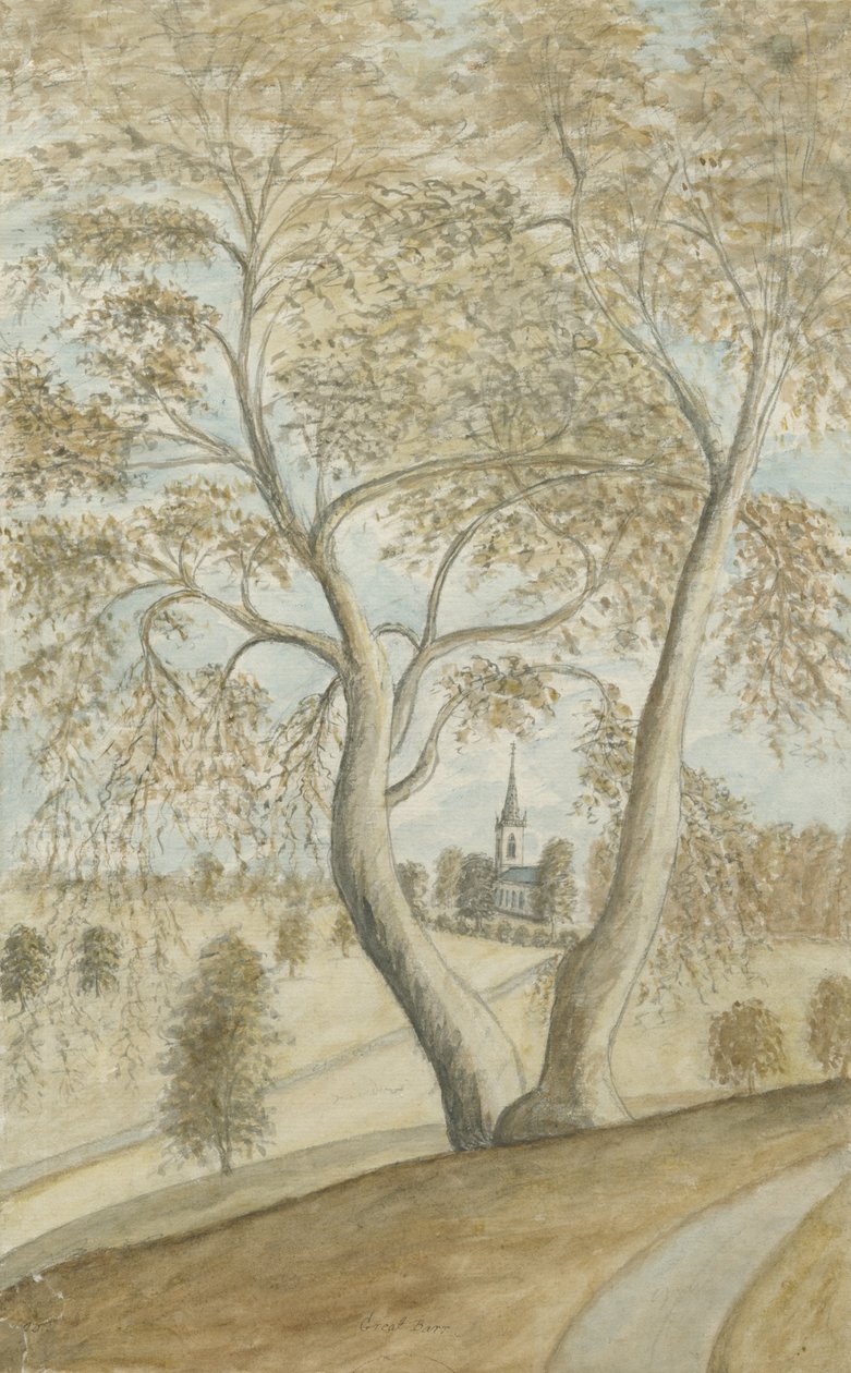 Great Barr Chapel: malba vodovými barvami, nd [1762-1802] od Stebbing Shaw