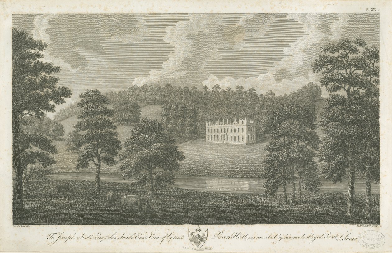 Great Barr Hall: rytina, nd [1762-1802] od Stebbing Shaw