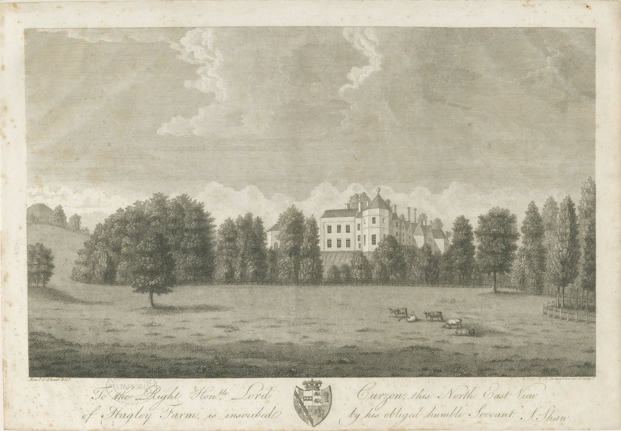 Hagley Hall: rytina od Stebbing Shaw