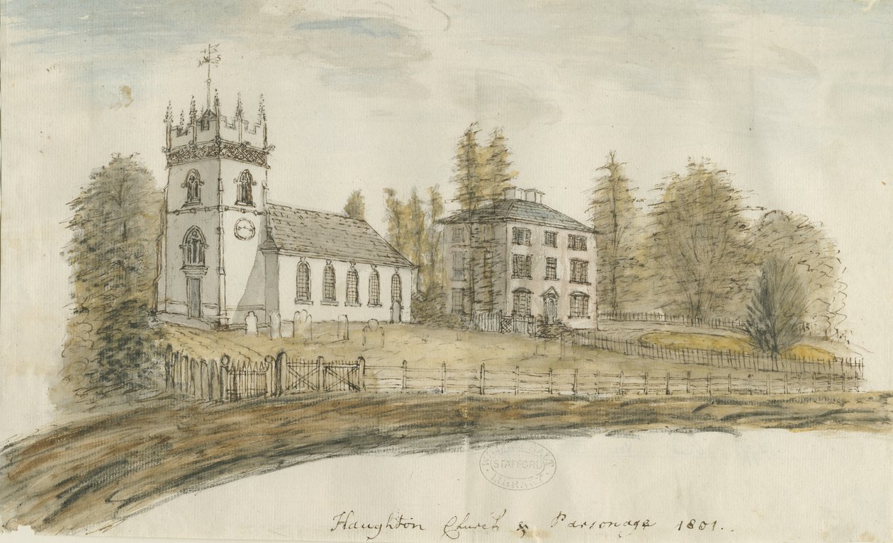 Haughton Church: malba vodovými barvami, 1801 od Stebbing Shaw
