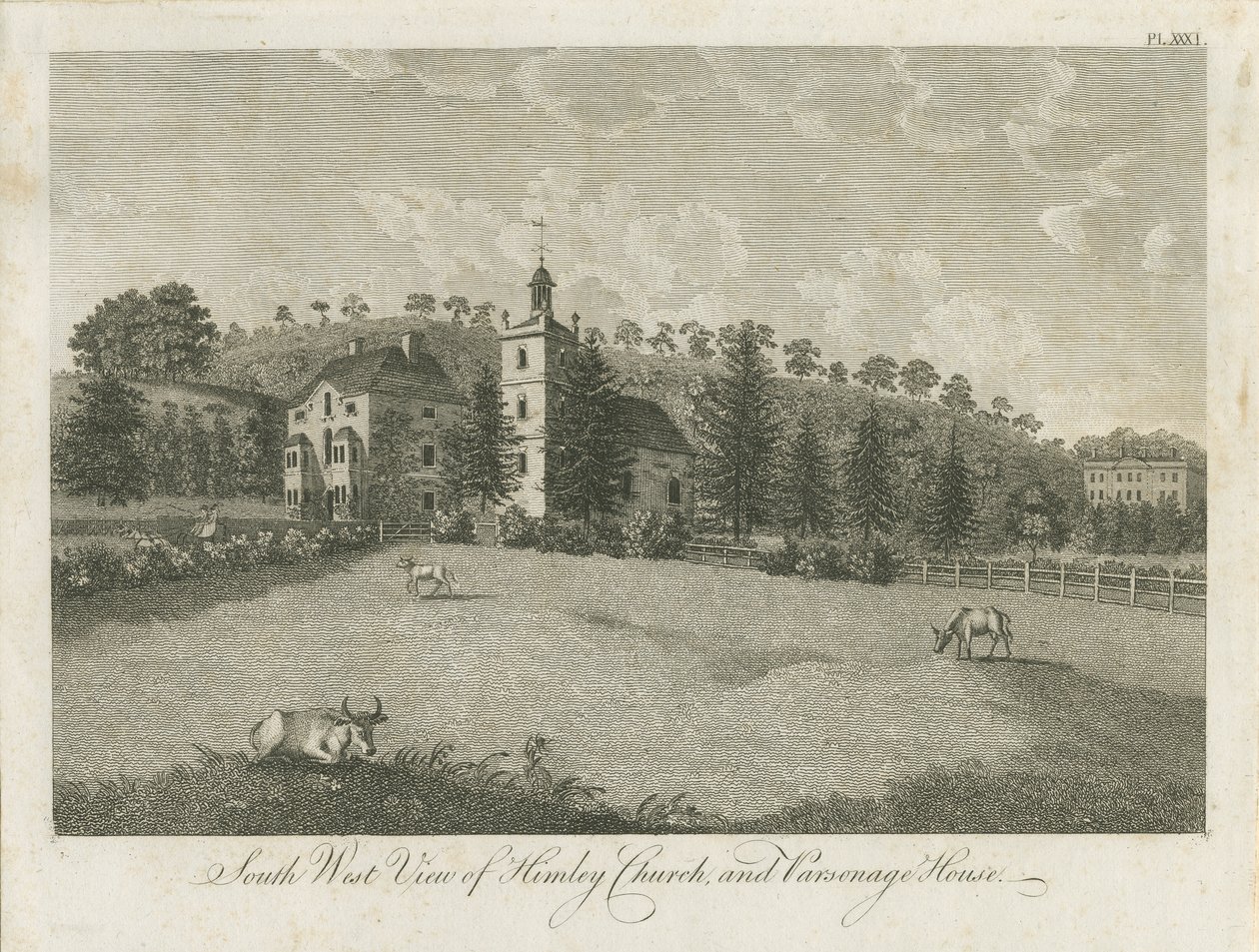 Himley Church and Parsonage: rytina, nd [1762-1798] (tisk) od Stebbing Shaw