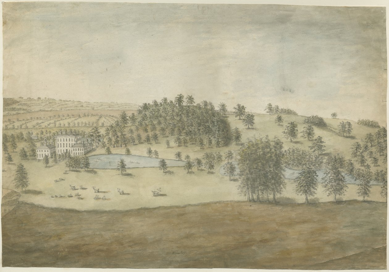 Himley Hall: malba vodovými barvami, nd [1762-1798] od Stebbing Shaw
