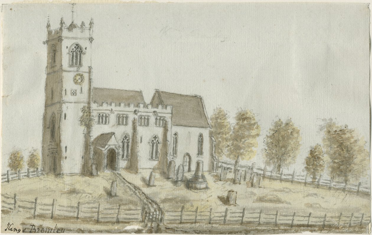 Kings Bromley Church: malba akvarelem a [c 1796] od Stebbing Shaw