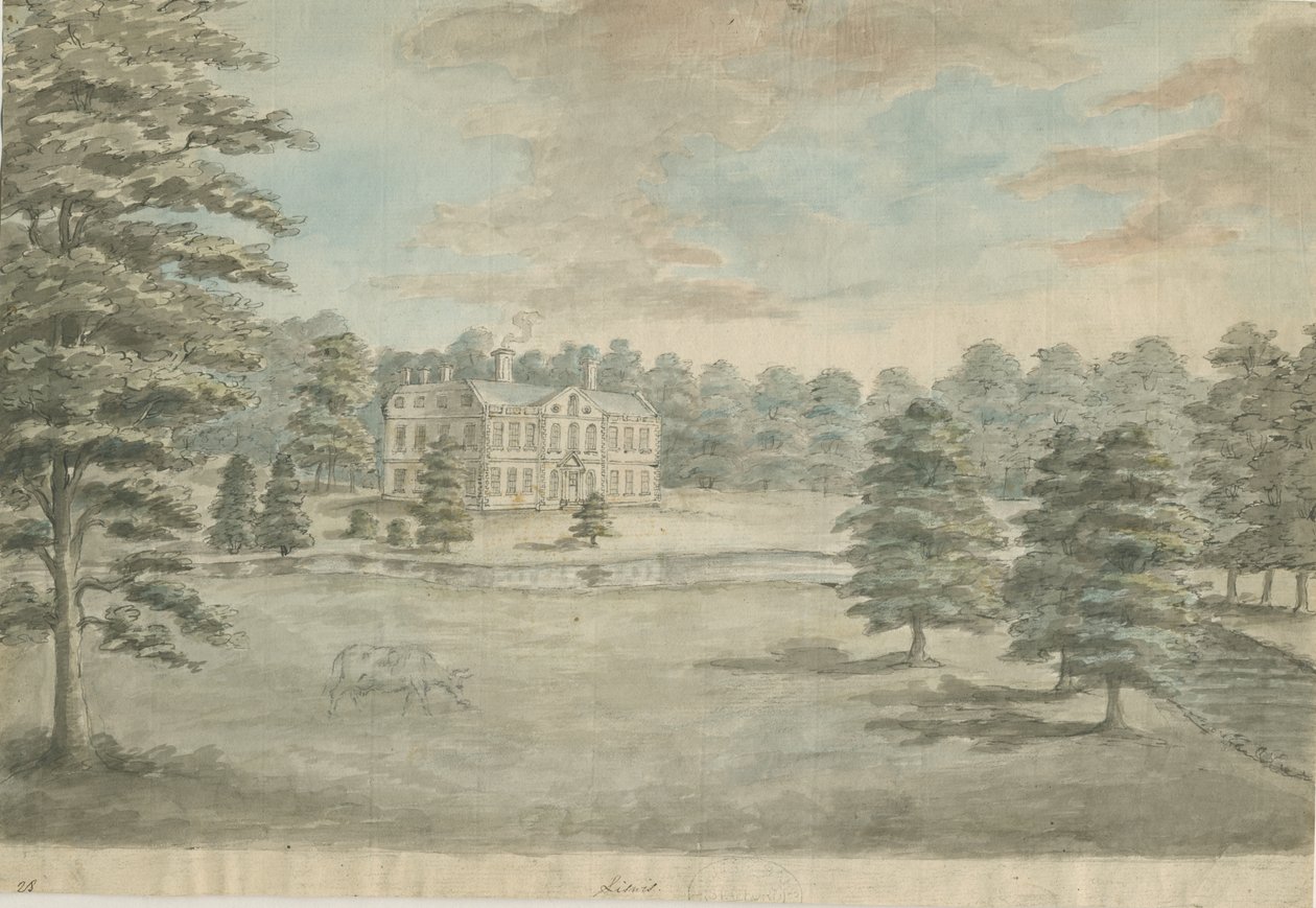 Lysways Hall: malba vodovými barvami, nd [1762-1802] od Stebbing Shaw