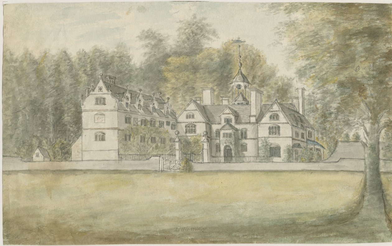 Norton Canes - Little Wyrley Hall: malba vodovými barvami, nd [1762-1802] od Stebbing Shaw