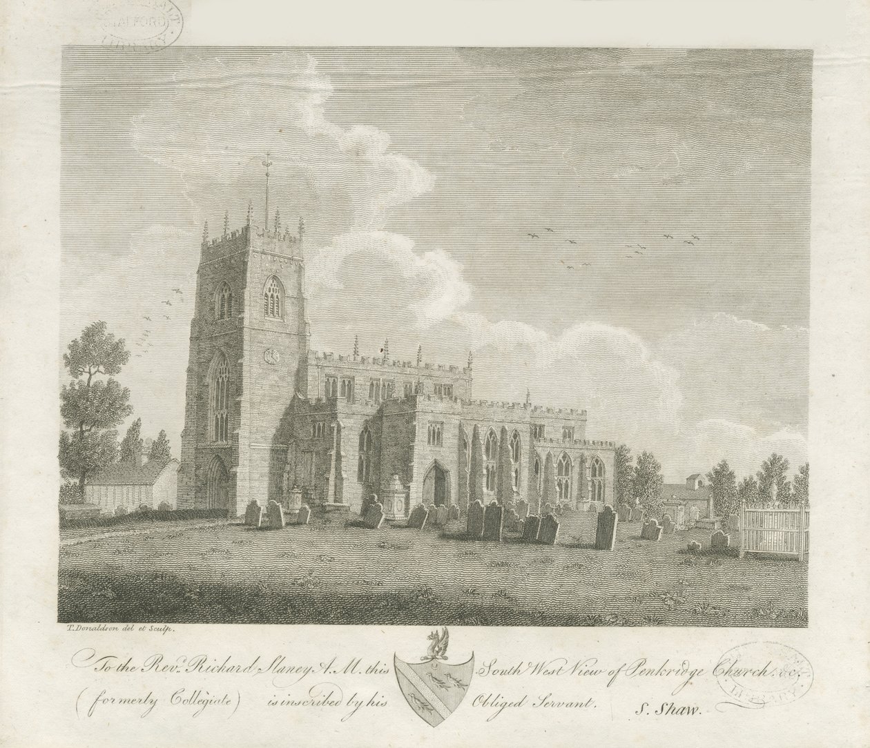 Penkridge Church: rytina a [konec 18. století] (tisk) od Stebbing Shaw