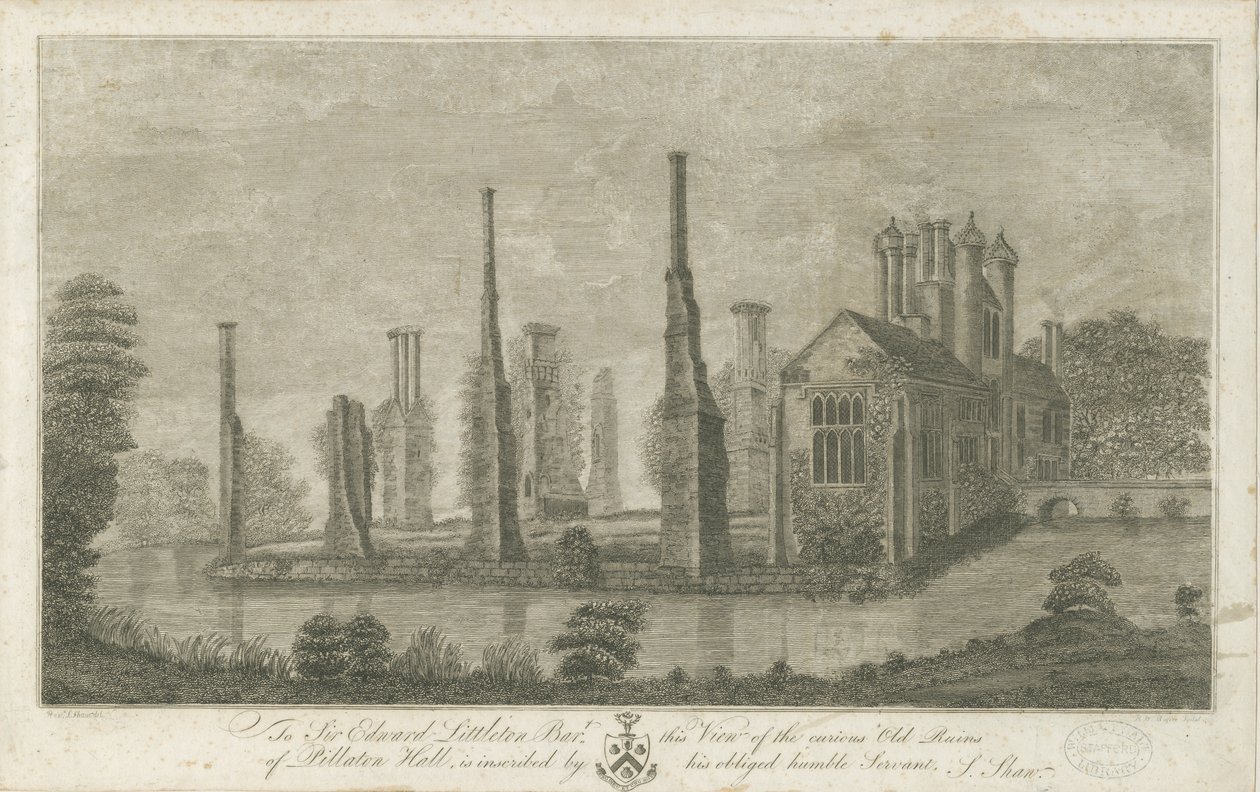 Pillaton Hall: rytina od Stebbing Shaw