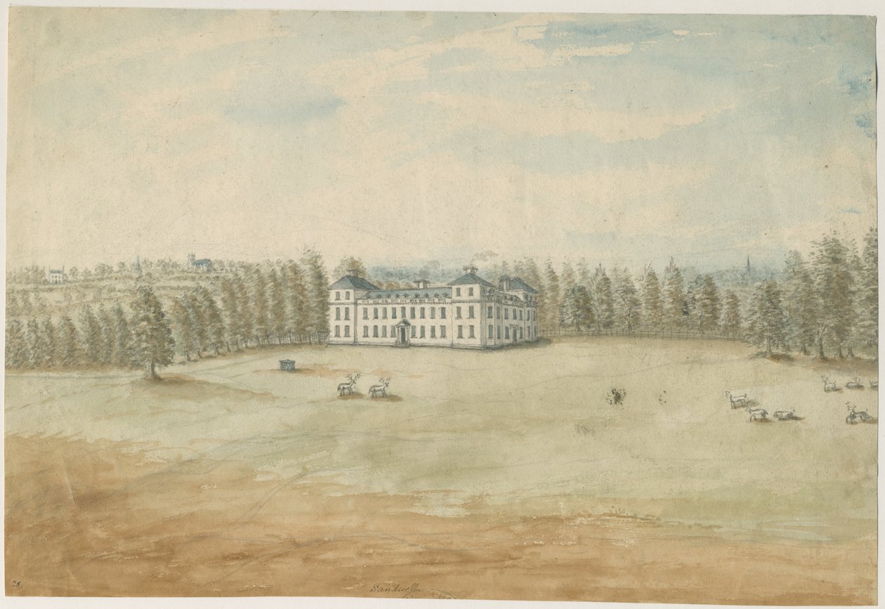 Sandwell Park - Hall: malba vodovými barvami, nd [1762-1798] od Stebbing Shaw
