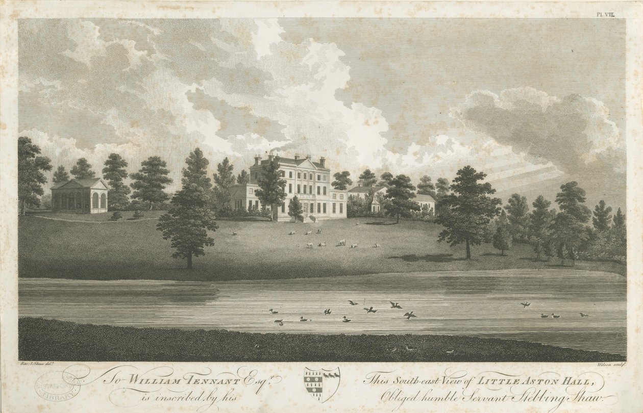 Shenstone - Little Aston Hall: rytina, nd [1762-1798] (tisk) od Stebbing Shaw