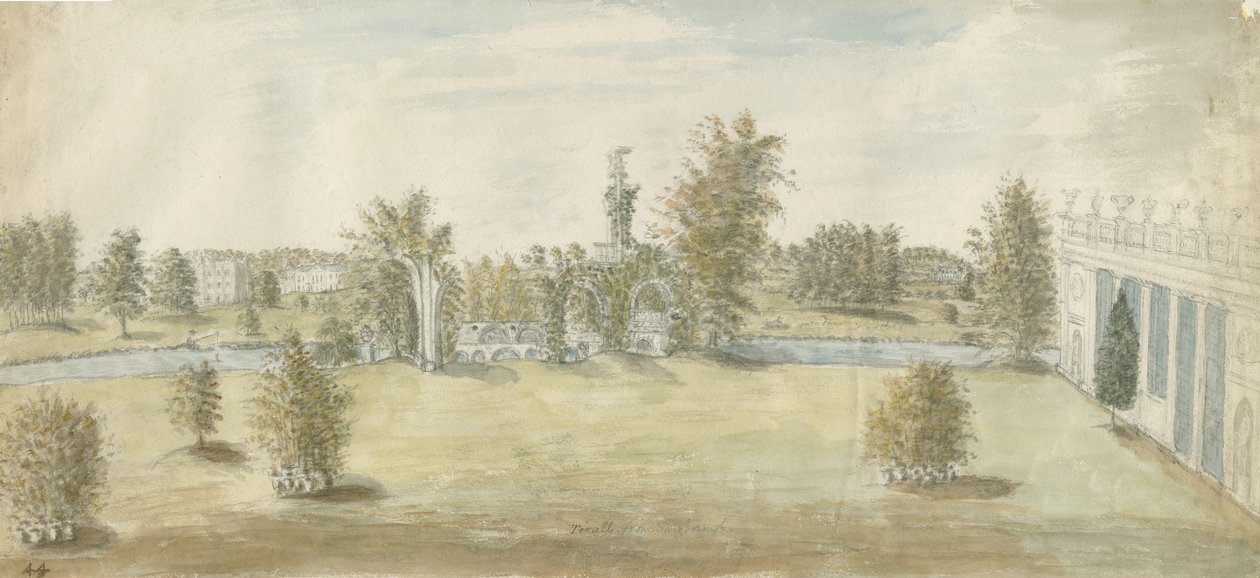 Shugborough - "aténská" architektura: malba vodovými barvami, nd [1762-1802] od Stebbing Shaw