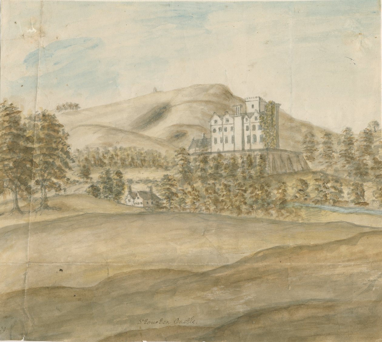 Stourton Castle: malba vodovými barvami, nd [1762-1798] od Stebbing Shaw