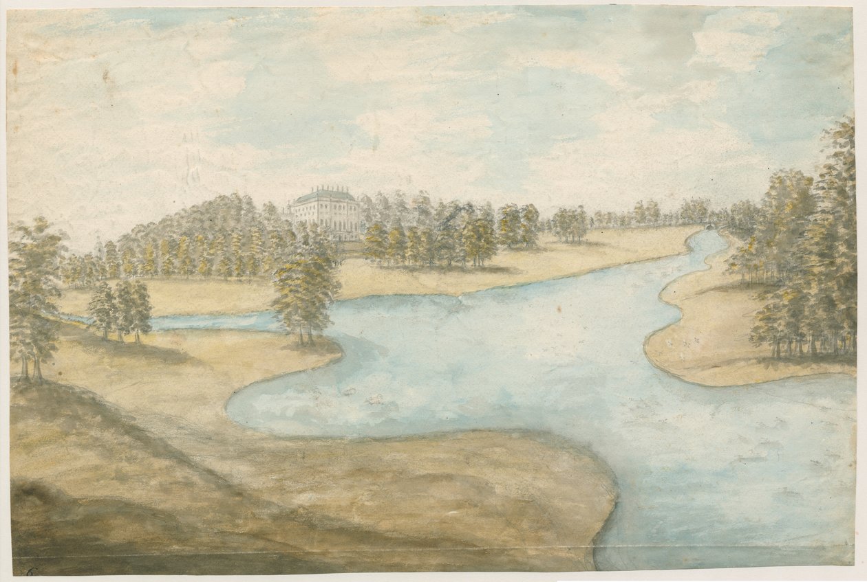 Teddesley Hall: malba vodovými barvami, nd [1762-1802] od Stebbing Shaw
