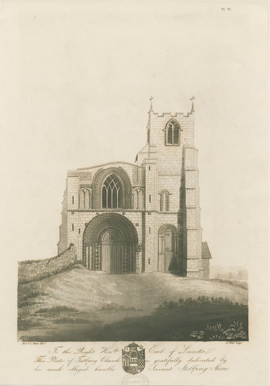 Tutbury Priory Church: rytina akvatinta, nd [c 1798] (tisk) od Stebbing Shaw