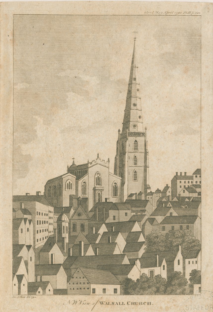 Walsall Church: rytina od Stebbing Shaw