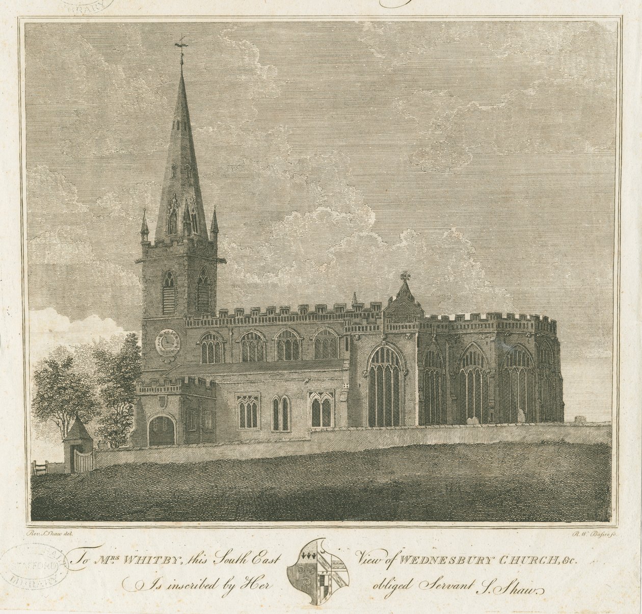 Wednesbury Church: rytina, nd [1762-1802] od Stebbing Shaw