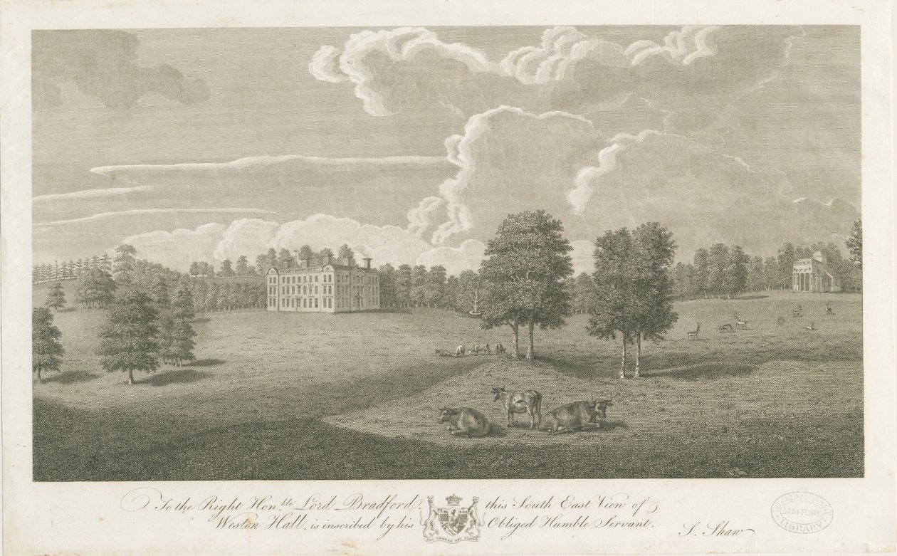 Weston-under-Lizard - Hall: rytina, nd [1762-1802] (tisk) od Stebbing Shaw