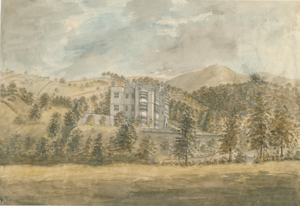 Wootton Lodge: malba vodovými barvami, nd [1794] od Stebbing Shaw