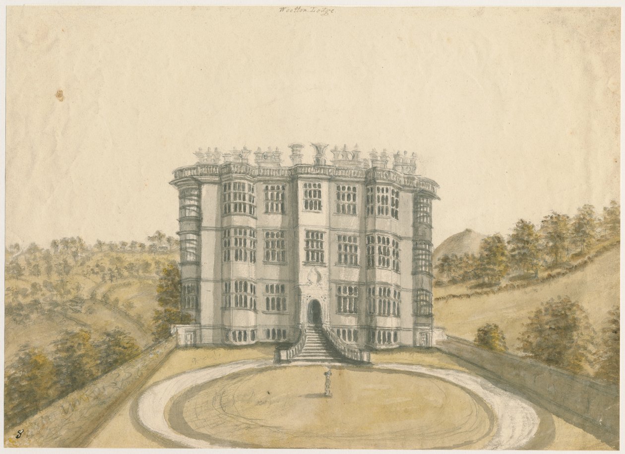 Wootton Lodge: malba vodovými barvami, nd [1794] od Stebbing Shaw