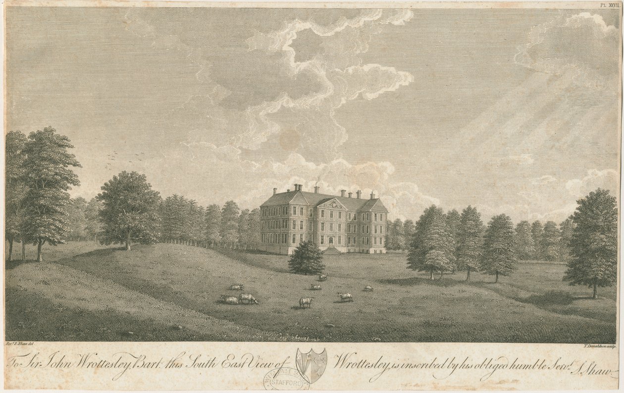 Wrottesley Hall: rytina, nd [c 1798] (tisk) od Stebbing Shaw